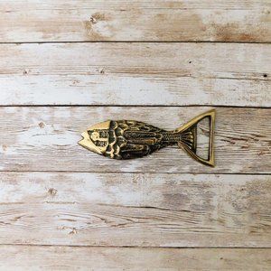 Vintage 1970s Novelty Brass Bottle Opener - Fish